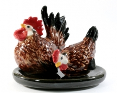 Huhn und Hahn,Salz-und Pfefferstreuer, Porzellan