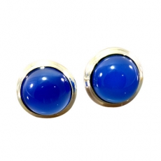 Blaues Glas, Ohrstecker, 925 Sterling Silber