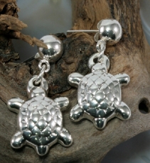 Schildkröten, Ohrstecker, 925 Sterling Silber, Elektroform