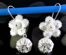 Blume,filigrane Ohrringe, 925 Sterling Silber