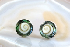 Shiva Auge und Abalone und Silber, Ohrstecker