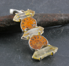 Ammonit,Quarz und 925 Sterling Silber, Anhänger