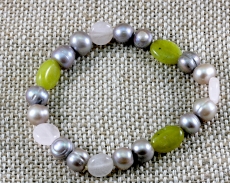 Jade,Kristall und Perlen, Armband