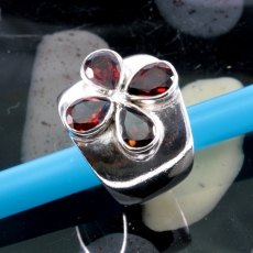 Granat und Silber, Ring