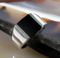 Onyx und 925 Sterling Silber, Herrenring