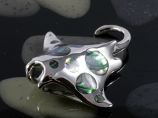 Manta, Rochen, Anhänger, 925 Sterling Silber und Abalone