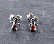 Teddy, Silber und Carneol, Ohrstecker