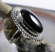 Onyx und 925 Sterling Silber, Ring