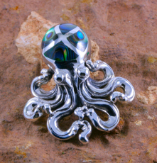 Oktopus, Anhänger, 925 Sterling Silber und Abalone