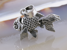 Löwenkopfschleierschwanzfisch, Anhänger, 925 Sterling Silber