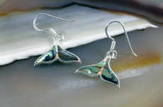 Walflosse, Abalone und Silber, Ohrringe