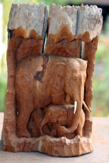 Elefant, Holzskulptur Elefant, Holzskulptur