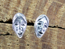 Gesicht, Ohrstecker, 925 Sterling Silber