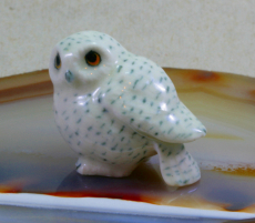 Eule, Schneeeule, Porzellanminiatur