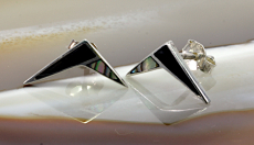 Abalone und Onyx, Ohrstecker, 925 Sterling Silber