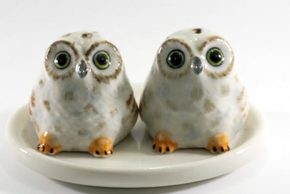 Eulen, Salz- und Pfefferstreuer, Porzellan