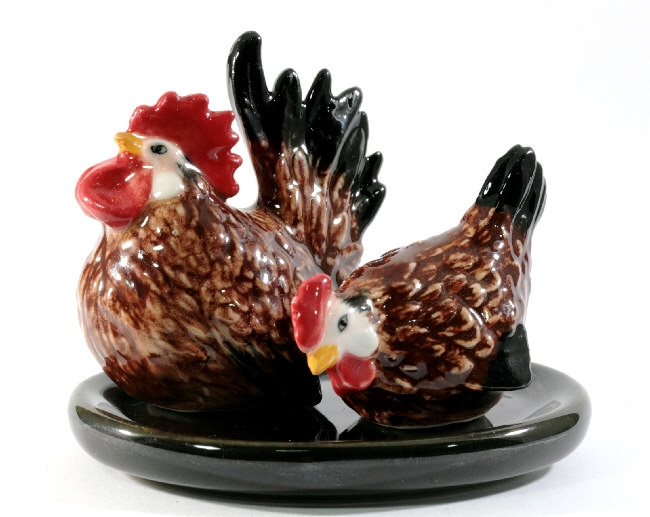 Huhn und Hahn,Salz-und Pfefferstreuer, Porzellan