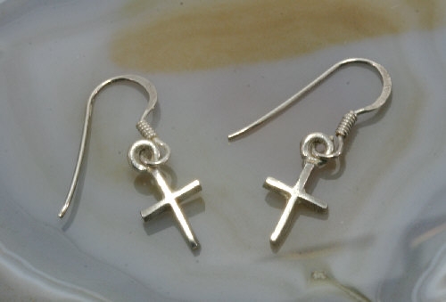 Kreuz, Ohrringe, 925 Sterling Silber