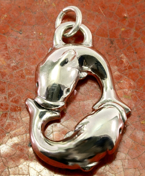 Fische, Anhänger, 925 Sterling Silber, Elektroform