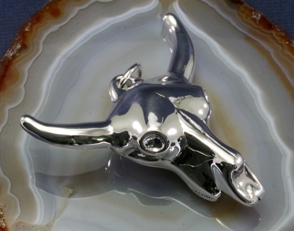 Büffelkopf, Anhänger, 925 Sterling Silber in Elektroform