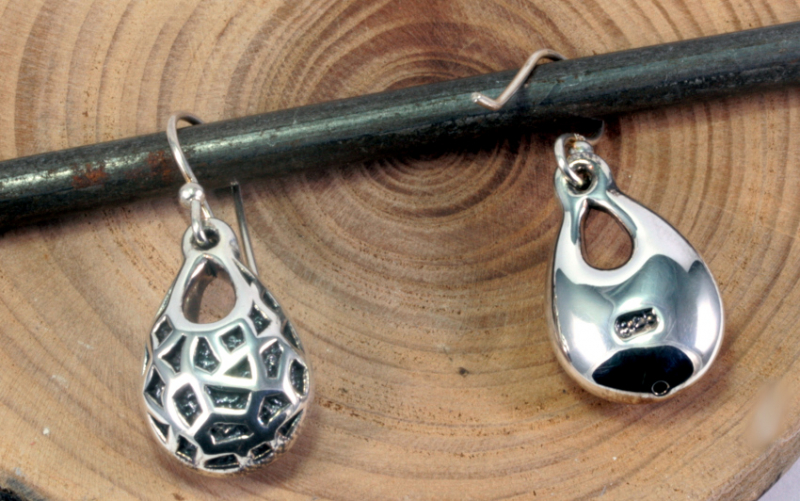 Ohrhänger, Tropfen, 925 Sterling Silber, Elektroform