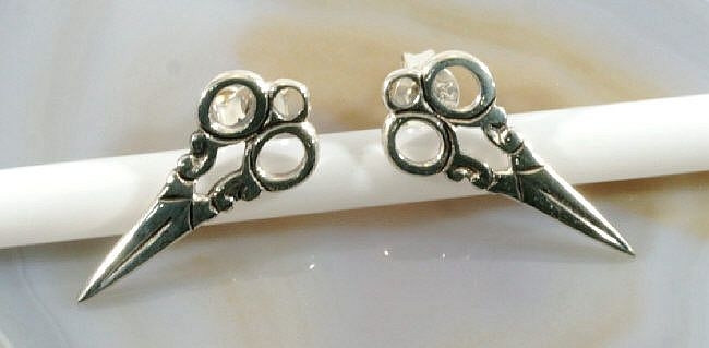 Schere, Ohrstecker, Silber