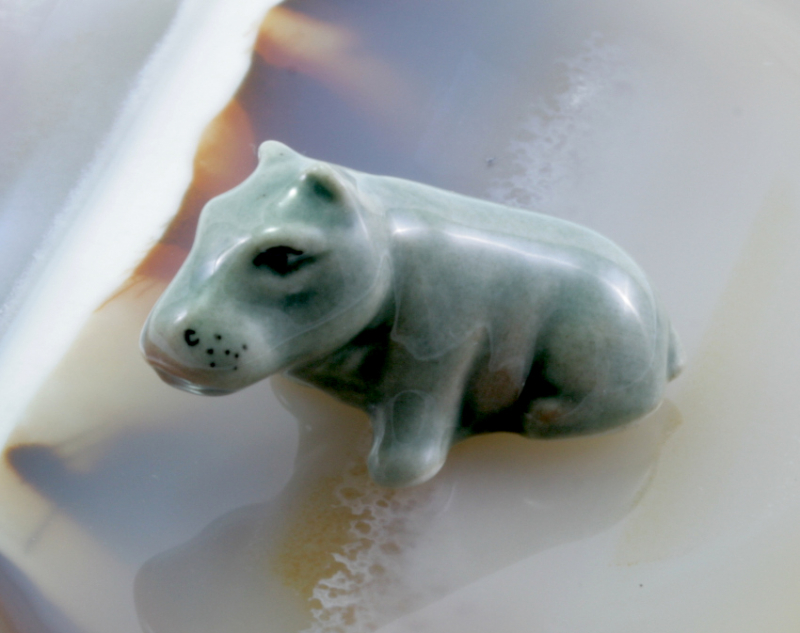 Nilpferd, HIPPO, Porzellanminiatur