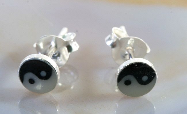 Yin und Yang, 925 Sterling Silber, Ohrstecker