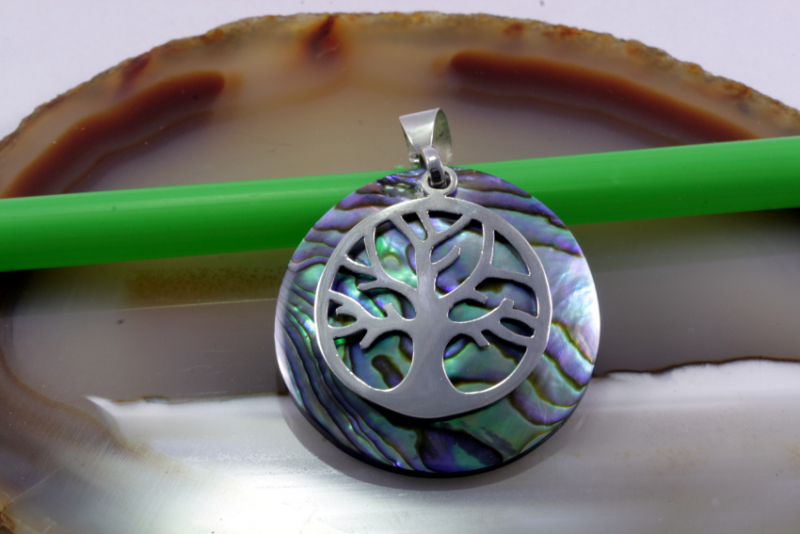 Abalone und Silber,Baum des Lebens, Anhänger