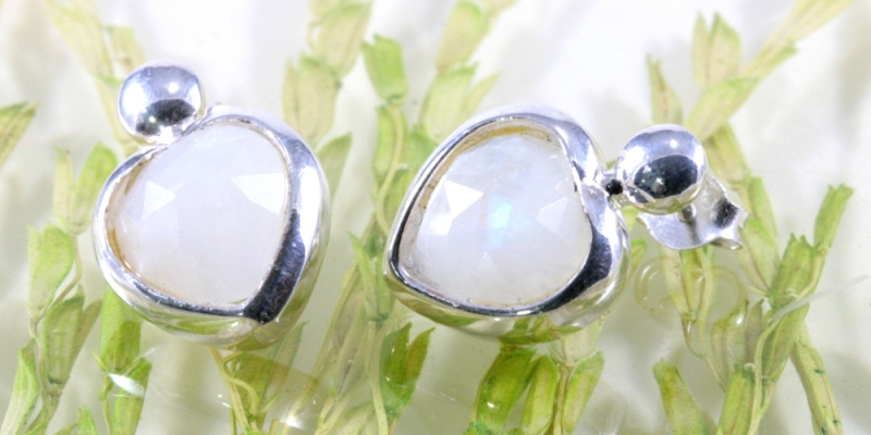 Mondstein, Ohrstecker, 925 Sterling Silber