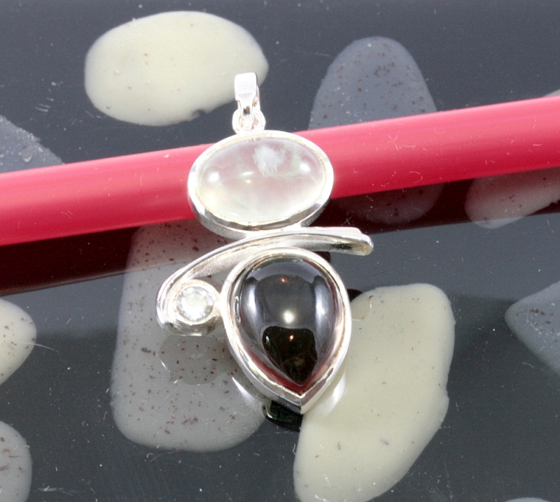 Rauchtopaz,Prehnit,Blautopaz und 925 Sterling Silber, Anhänger
