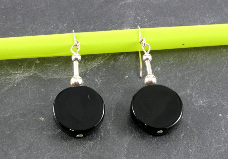 Onyx und Silber, Ohrringe