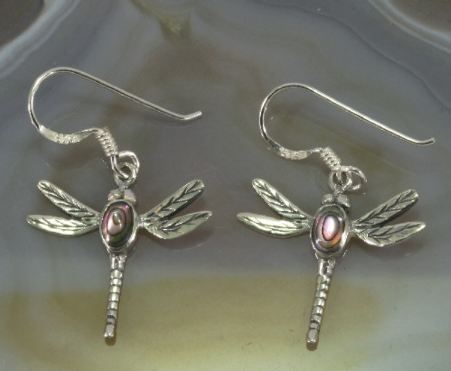 Libellen, Abalone und Silber, Ohrringe