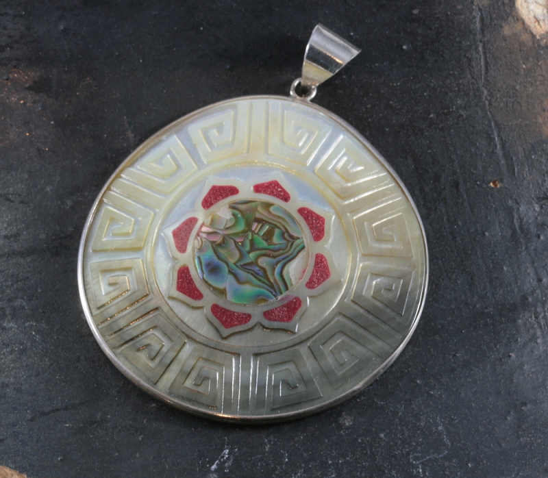 Abalone,Schaumkoralle,Perlmutt und Silber, Anhänger