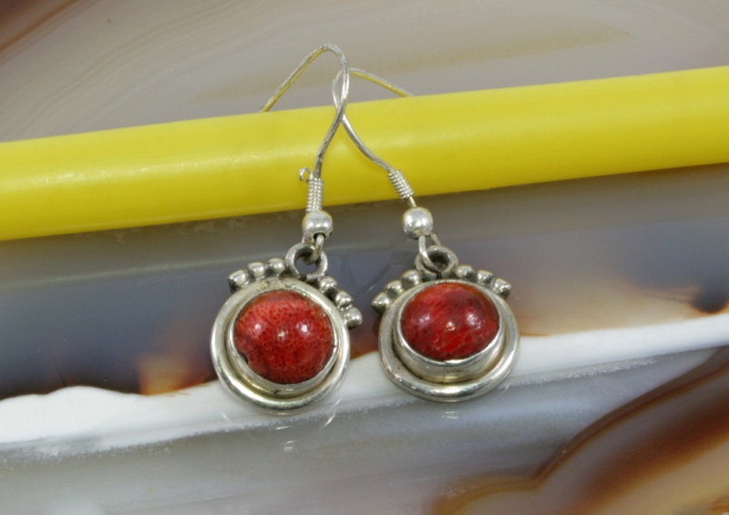 Schaumkoralle und  925 Sterling Silber, Ohrringe