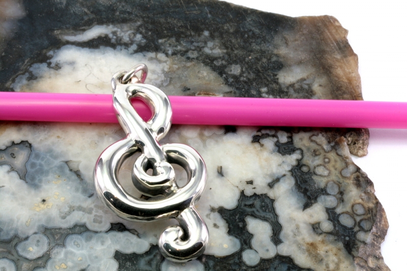 Notenschlüssel, Anhänger, 925 Sterling Silber, Elektroform
