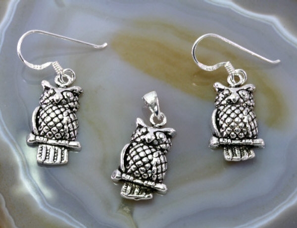 Eule, Schmuckset, Sterling Silber