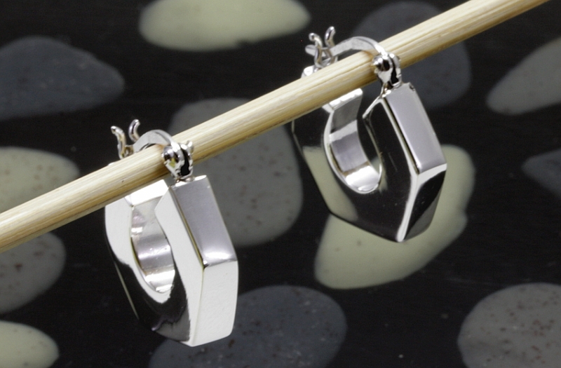 Creolen, kleine feine eckige, 925 Sterling Silber