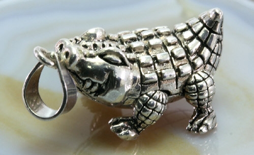 Krokodil,Silber,beweglicher Anhänger