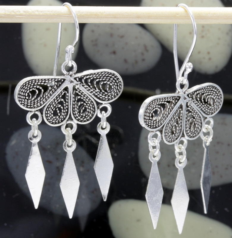 Filigrane Ohrringe, 925 Sterling Silber