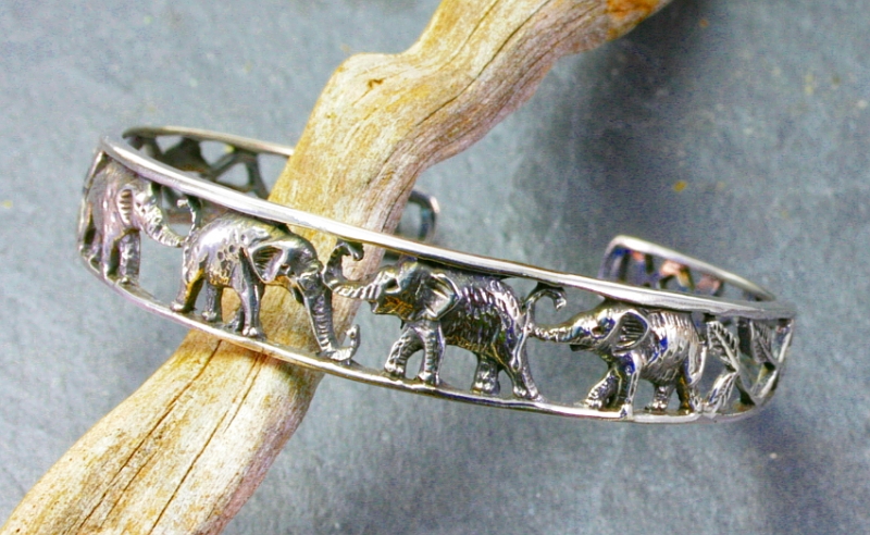Elefanten, Armreif, 925 Sterling Silber