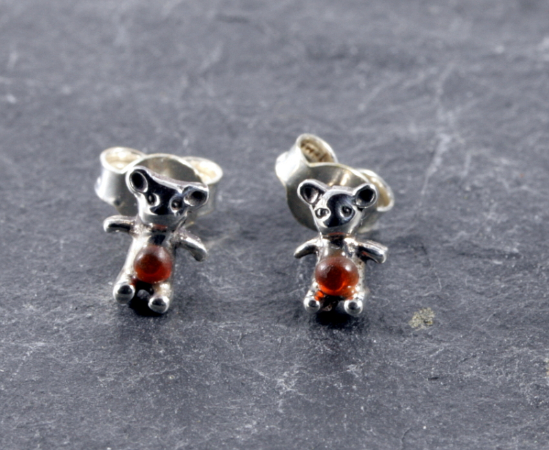 Teddy, Silber und Carneol, Ohrstecker