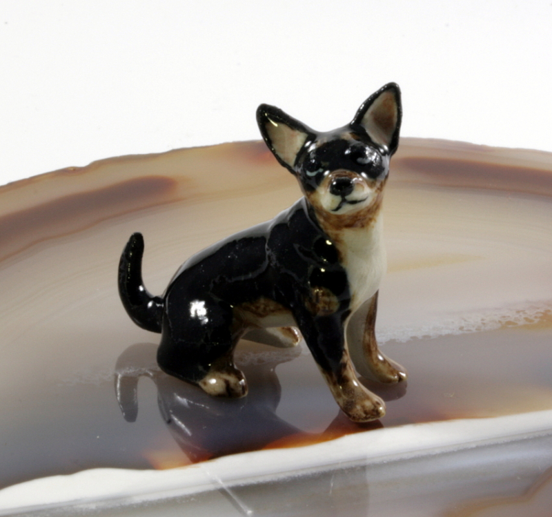 Chihuahua, Hund, Porzellanminiatur