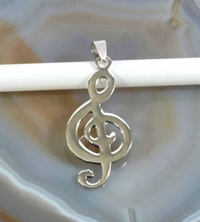 Notenschlüssel,Violinschlüssel, Anhänger, 925 Sterling Silber
