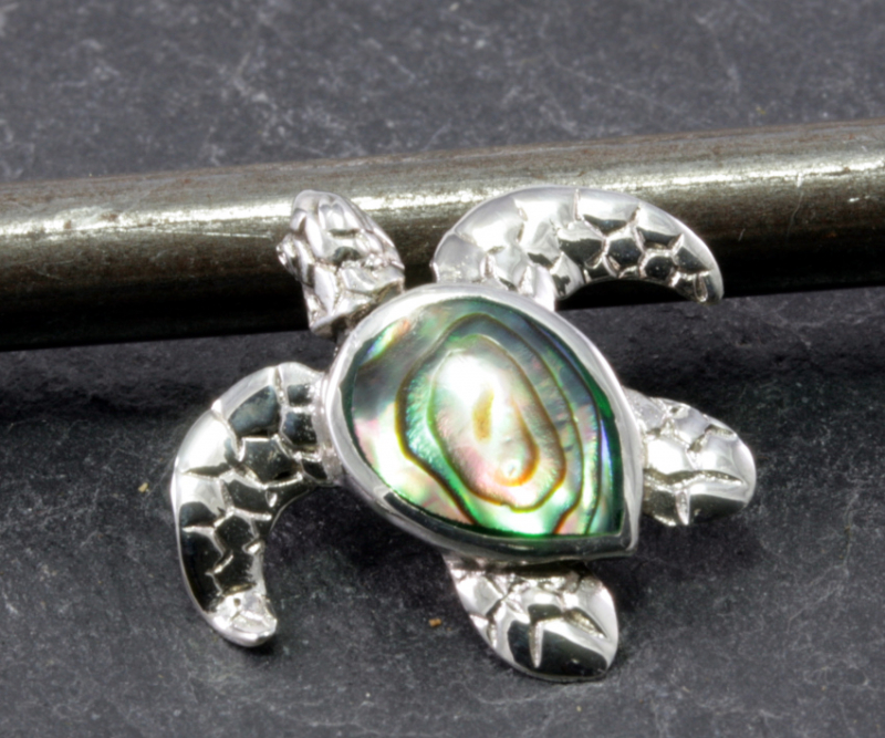 Meeresschildkröte in Abalone, Anhänger, 925 Sterling Silber