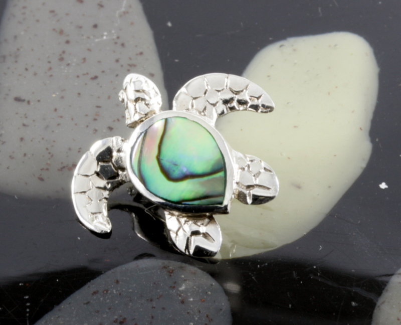 Meeresschildkröte in Abalone, Anhänger, 925 Sterling Silber