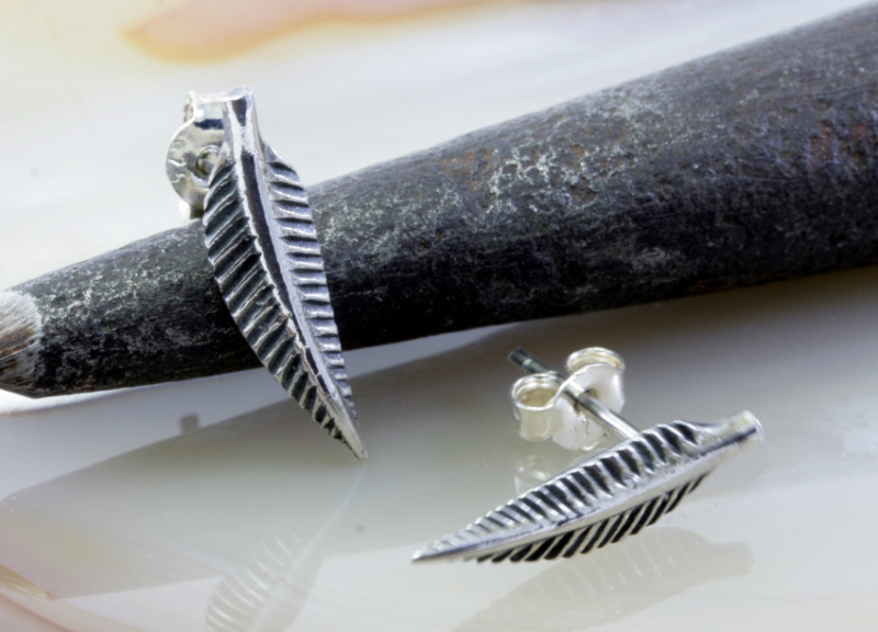 Feder, Ohrstecker, Silber