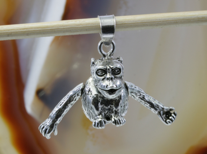 Affe, Anhänger, beweglich, 925 Sterling Silber