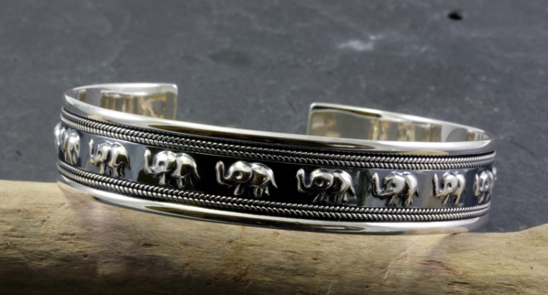 Elefanten, Armreif, 925 Sterling Silber