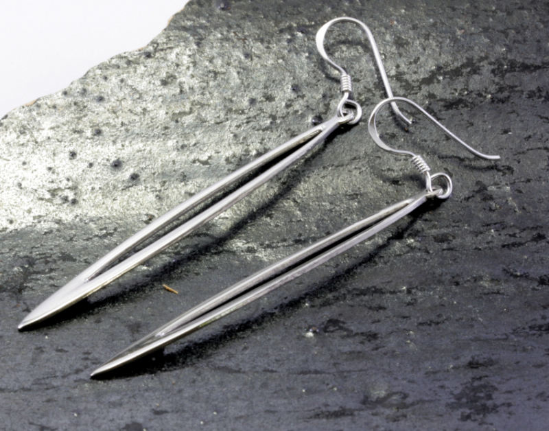 Lange Ohrringe, schlicht, 925 Sterling Silber
